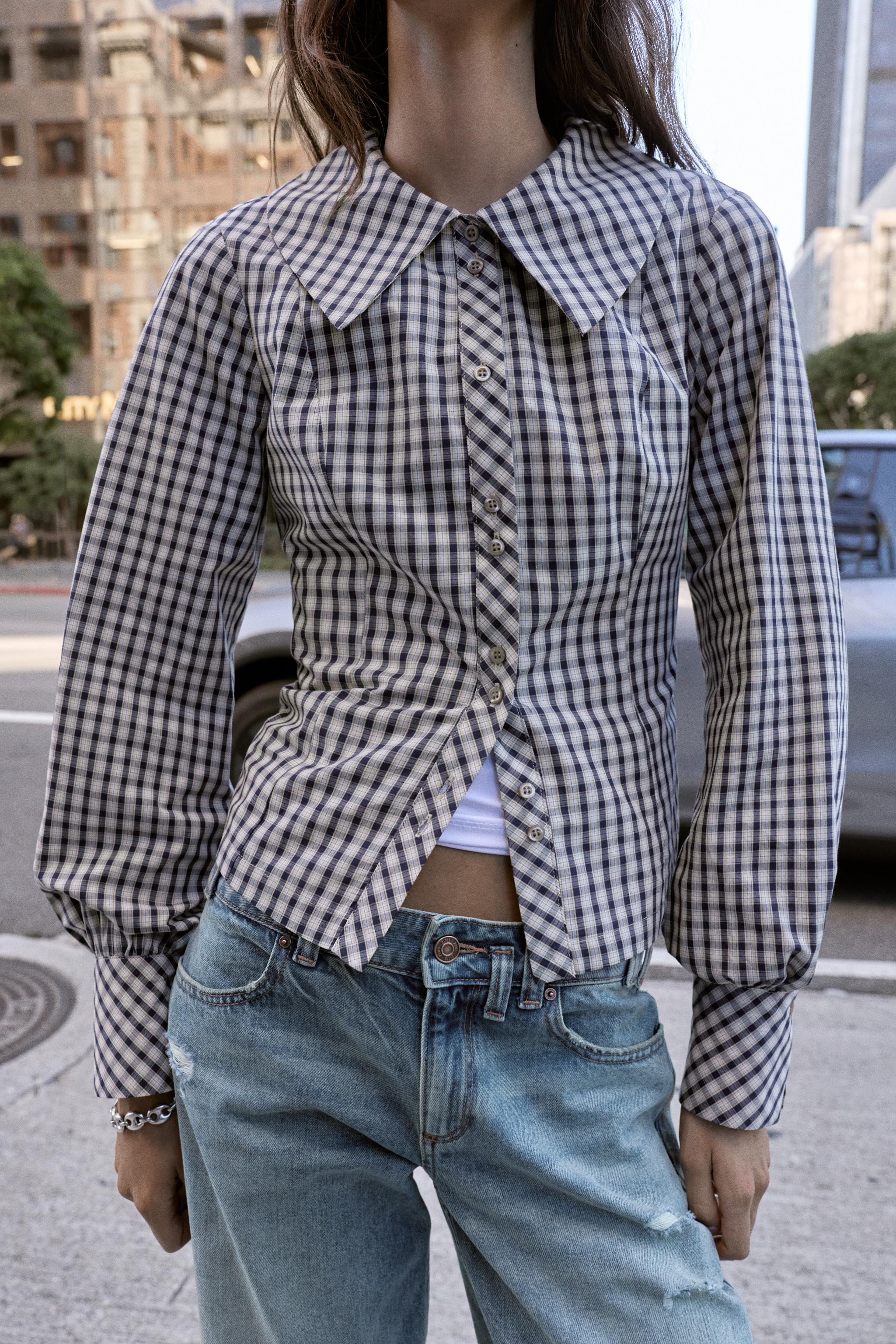 PLAID PETER PAN COLLAR SHIRT